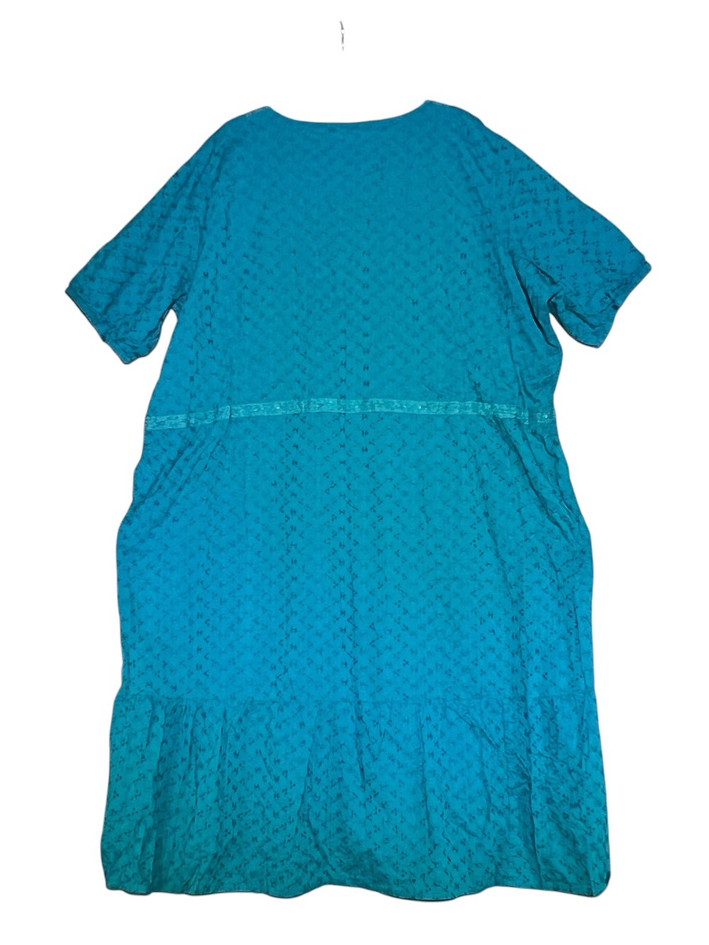 ULLA POPKEN Turquoise Cotton Eyelet A-Line Maxi Nightgown Plus Size 32/34 4X - Picture 3 of 12